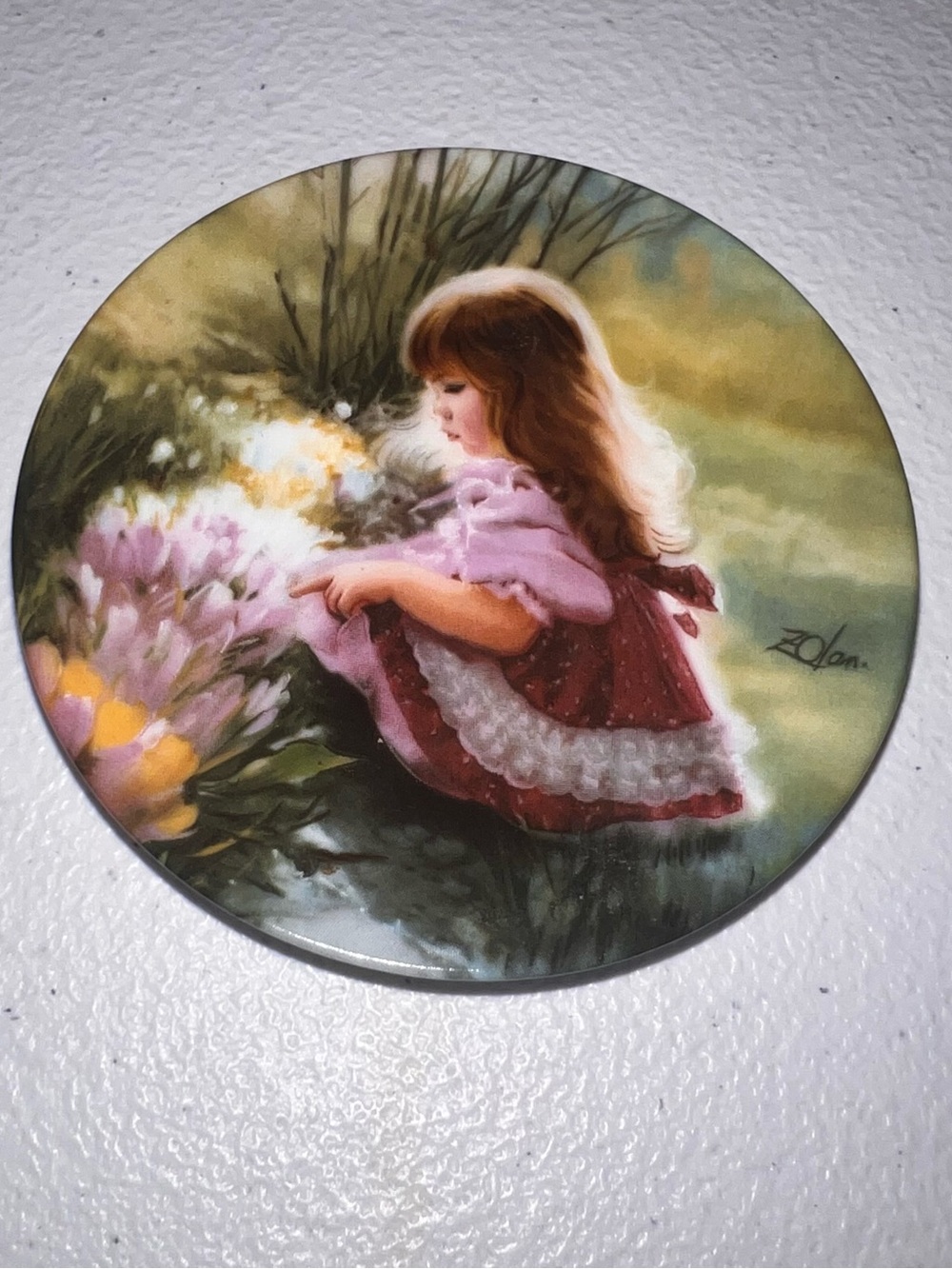Pink and Red Girl with Flowers Decorative Wall Art